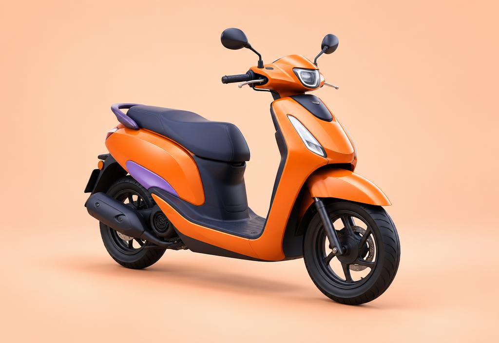 Motor scooter modern berwarna oranye untuk layanan LYZA Ride